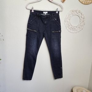 Joie Denim Park Skinny E Cotton Stretch Zipper Details Noir